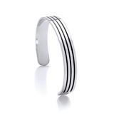 G00000-03: Gents Stainless Steel wtih Black Stripes Bangle